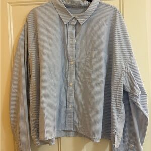 Abercrombie & Fitch Light Blue and White Striped Shirt